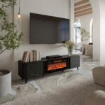 Cama RTV cabinet Volare 200 x 39 x 49 cm black/san sebastian + fireplace - Image 2