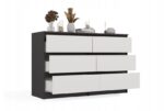 M6 MALWA CHEST OF DRAWERS 120 CM 6 DRAWERS ANTHRACITE/WHITE