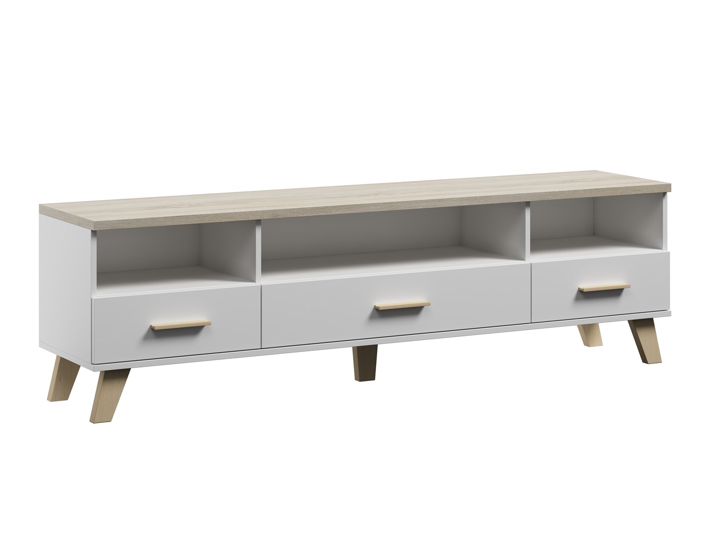 Cama RTV stand LOTTA 180cm white + sonoma oak - Image 1