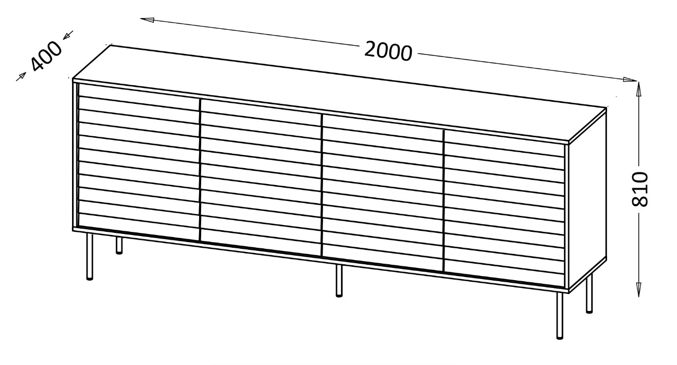 Cama 4D CORTINA chest of drawers 200x40x81 black/walnut - Image 1