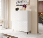 Abeto Floor-standing Living Room Display Cabinet made of Particleboard White 100.5x40x121.5cm - Image 3