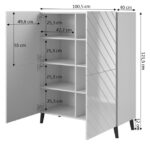 Abeto Floor-standing Living Room Display Cabinet made of Particleboard White 100.5x40x121.5cm - Image 2