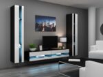 TV Stand Vigo New with LED Lighting Black / White Gloss M180xD30xH40cm - Image 5