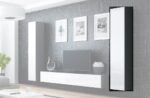 Vigo 180 Wall Living Room Display Cabinet made of Particleboard with Glass Grey / White Gloss 40x30x180cm - Image 5