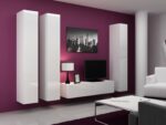 Vigo 180 Wall Living Room Display Cabinet made of Particleboard with Glass White / White Gloss 40x30x180cm - Image 12