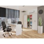 Oliv Office Storage Chipboard Cabinet Sonoma/White L74xW35xH180cm - Image 3