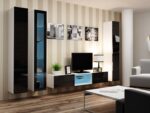 Vigo 180 Wall Living Room Display Cabinet made of Particleboard with Glass White / Black Gloss 40x30x180cm - Image 9