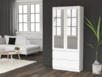 Δίφυλλη Ντουλάπα με Καθρέπτη White 116x50x180cm - Image 9