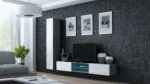 Vigo 180 Wall Living Room Display Cabinet made of Particleboard with Glass Grey / White Gloss 40x30x180cm - Image 8