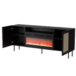JUTA EF chest of drawers + electric fireplace 202x39.5x85 black + linol calabria - Image 2