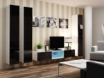 Vigo 180 Wall Living Room Display Cabinet made of Particleboard with Glass White / Black Gloss 40x30x180cm - Image 8