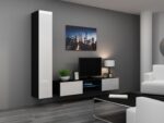 Vigo Floor-standing Living Room Display Cabinet made of Wood White/Black Gloss 40x30x180cm - Image 12