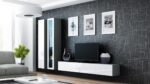 Vigo 180 Wall Living Room Display Cabinet made of Particleboard with Glass Grey / White Gloss 40x30x180cm - Image 2