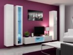 Vigo 180 Wall Living Room Display Cabinet made of Particleboard with Glass White / White Gloss 40x30x180cm - Image 19