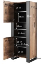 WOOD bookcase 65x40x170 5 oak wotan + anthracite - Image 3