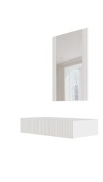 Pafos Wooden Makeup Dressing Table White with Mirror 80x41.6x100cm - Image 2
