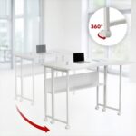 Maclean Folding Desk/Table  White  Mobile  100x73 cm  max. 50 kg  Corner  L-Shaped  MC-126 L/W - Image 7