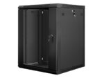 Lanberg wall-mounted installation rack cabinet 19'' 15U 600x600mm black (glass door) - Image 3