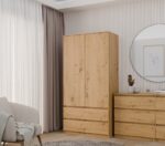 Double Door Wardrobe Oak 90x50x180cm - Image 7
