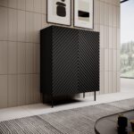 Sideboard Wooden Black 98x45x127cm - Image 2