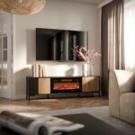Cama RTV Cabinet MERCI 180 x 40 x 53.5 cm black/oak artisan + fireplace - Image 2