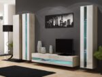 Vigo New Wall Living Room Display Cabinet made of Particleboard with Glass Sonoma / White 40x30x180cm - Image 3