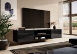 RTV cabinet SLIDE 200K 200x40x37 cm all in gloss black - Image 3