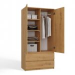 Double Door Wardrobe Oak 90x50x180cm - Image 3