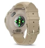 Garmin Venu 3S Stainless Steel 41mm Waterproof Smartwatch with Heart Rate Monitor (Soft Gold Stainless Steel Bezel with French Gray Case and Leather Band) - Image 3