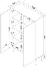 Sideboard Wooden Black 100x39x166cm - Image 3