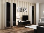 Vigo 180 Wall Living Room Display Cabinet made of Particleboard with Glass White / Black Gloss 40x30x180cm - Image 5