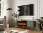 Cama RTV cabinet EF + fireplace black TRESSE 180x40x54.5 matte green - Image 2