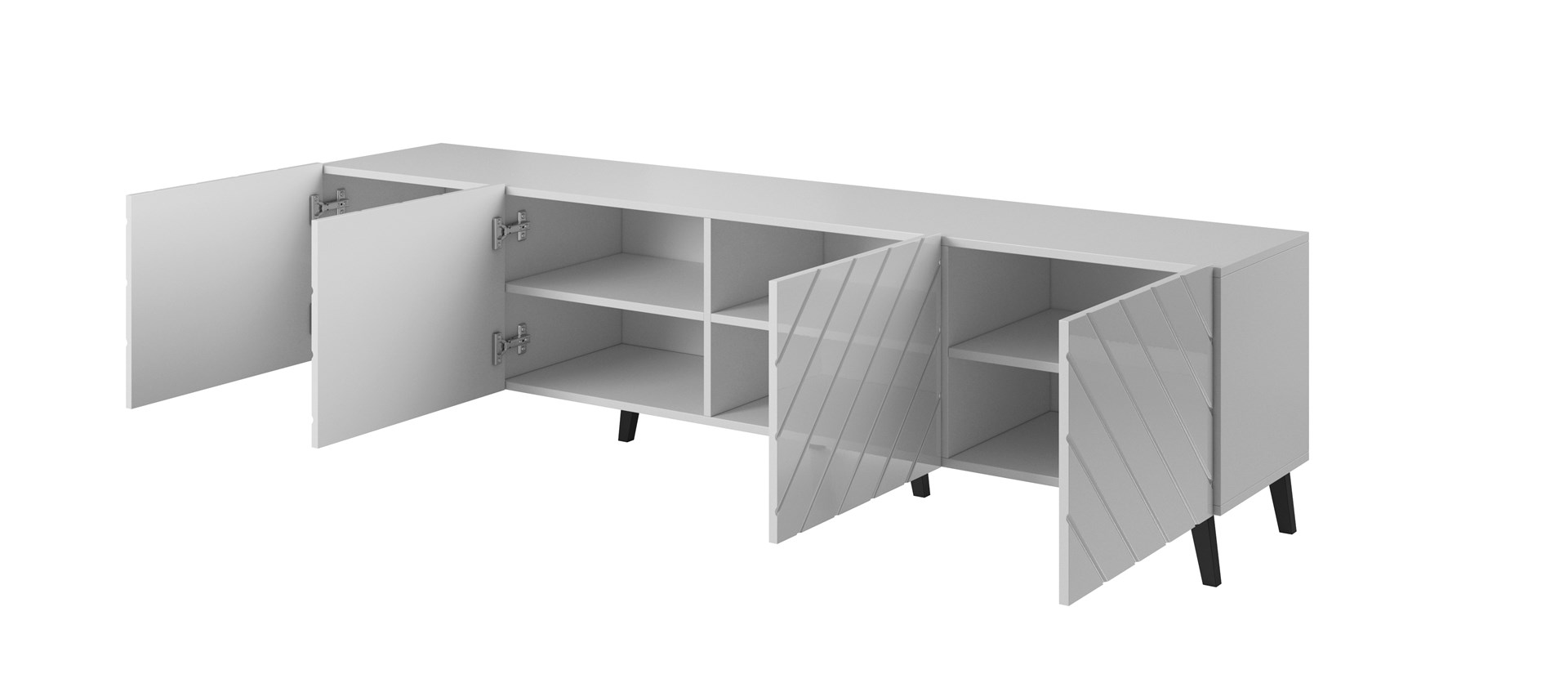 RTV cabinet ABETO 200x42x52 white/gloss white - Image 1