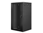 Lanberg wall-mounted installation rack cabinet 19'' 22U 600x600mm black (glass door) - Image 3