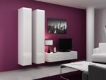 Vigo 180 Wall Living Room Display Cabinet made of Particleboard with Glass White / White Gloss 40x30x180cm - Image 17