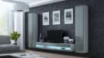TV Stand Vigo New with LED Lighting White and Gray Gloss M180xD30xH40cm - Image 2