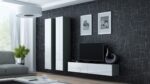 Vigo 180 Wall Living Room Display Cabinet made of Particleboard with Glass Grey / White Gloss 40x30x180cm - Image 11
