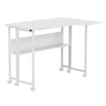 Maclean Folding Desk/Table  White  Mobile  100x73 cm  max. 50 kg  Corner  L-Shaped  MC-126 L/W - Image 13