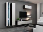 TV Stand Vigo New with LED Lighting Black / White Gloss M180xD30xH40cm - Image 4