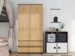 Double Door Wardrobe Malwa Brown 90x50x180cm - Image 2