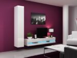 TV Stand Vigo New with LED Lighting White White Gloss L180xD30xH40cm - Image 2