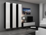 Vigo Floor-standing Living Room Display Cabinet made of Wood White/Black Gloss 40x30x180cm - Image 5