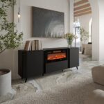 Cama Volare chest of drawers 200 x 39 x 75 cm black + fireplace - Image 2