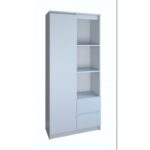 Biel Floor-standing Living Room Display Cabinet made of Particleboard with Glass Bily biel 80x35x180cm - Image 2