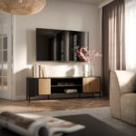 Cama RTV cabinet MERCI RTV cabinet 180 x 40 x 53.5 cm black/oak artisan - Image 2