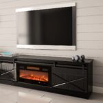 RTV GRANERO + fireplace cabinet 200x56.7x35 black/black gloss