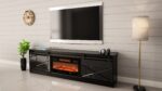 RTV GRANERO + fireplace cabinet 200x56.7x35 black/black gloss