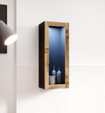 Cama cabinet VIGO  90  glass 90/35/32 black/wotan oak - Image 2