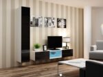 Vigo 180 Wall Living Room Display Cabinet made of Particleboard with Glass White / Black Gloss 40x30x180cm - Image 12