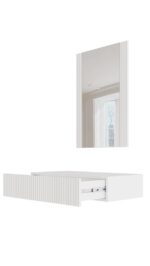 Pafos Wooden Makeup Dressing Table White with Mirror 80x41.6x100cm - Image 3